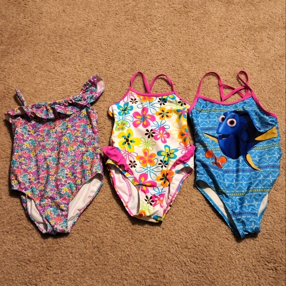 Carter's Swim Lot Of 3 Carters Disney One Piece Girls Bathing Swim